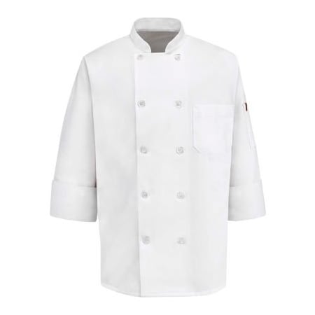 Vf Imagewear Chef Designs Men's 10 Button-Front Chef Coat, Pearl Buttons, White, Polyester/Cotton, S 0415WHRGS